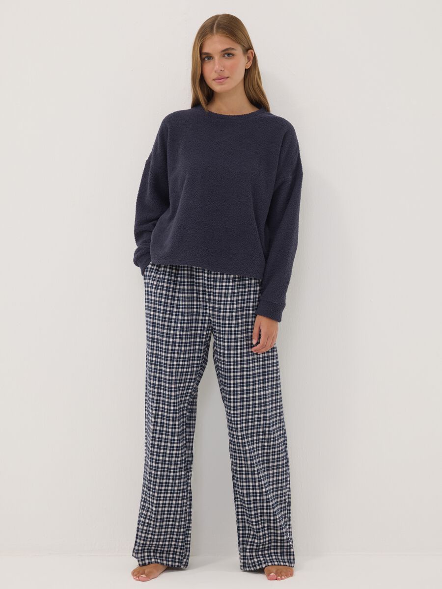 Blue stretch-fabric crew-neck pyjamas_1