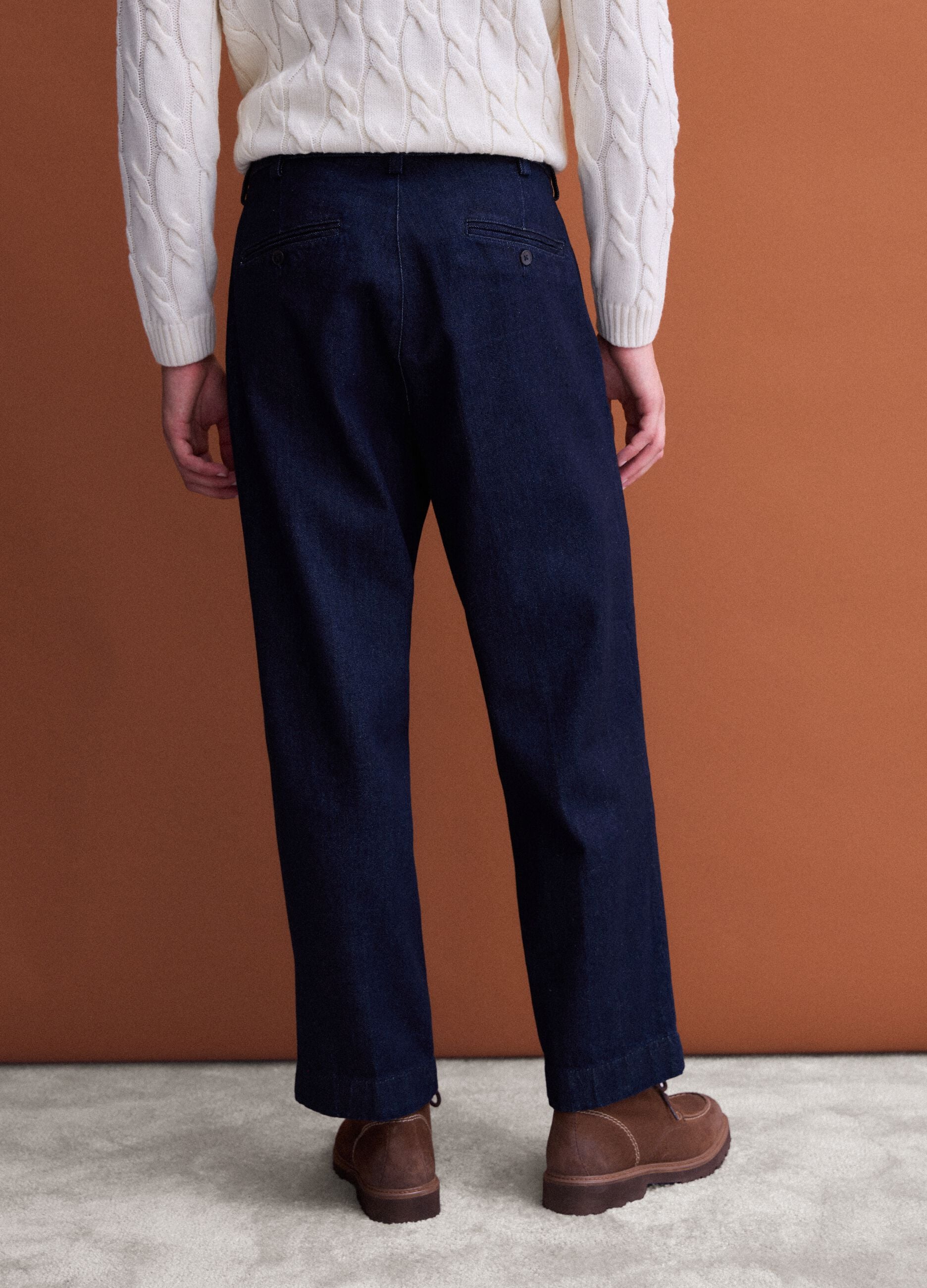 Jeans chino blu in puro cotone baggy fit