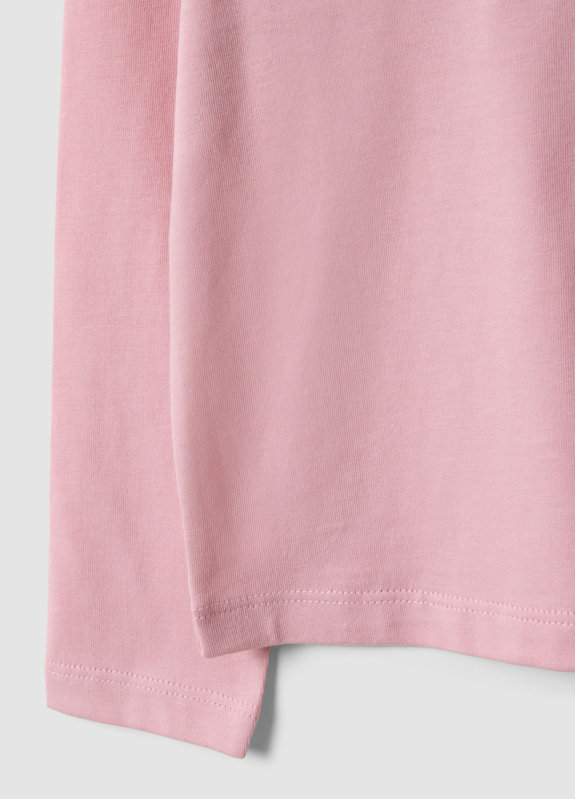 T-shirt rosa em algod&atilde;o org&acirc;nico com estampado frontal para menina, corte regular