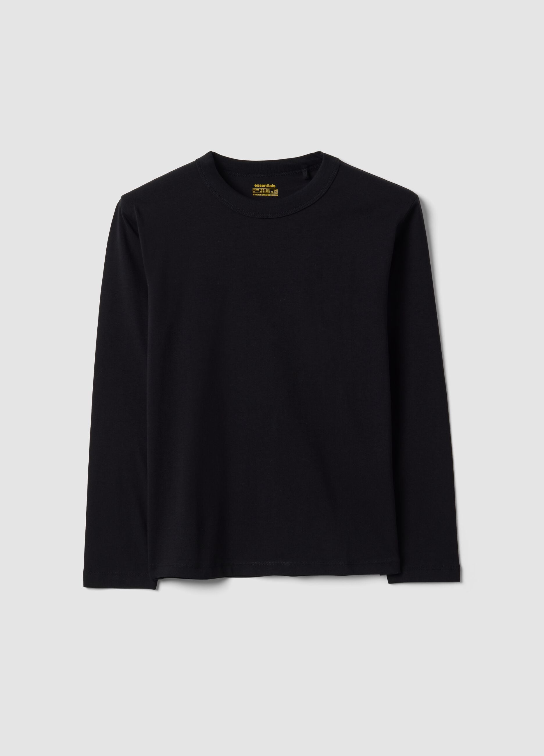 Schwarzes Regular-Fit T-Shirt aus elastischer Bio-Baumwolle f&uuml;r Jungen