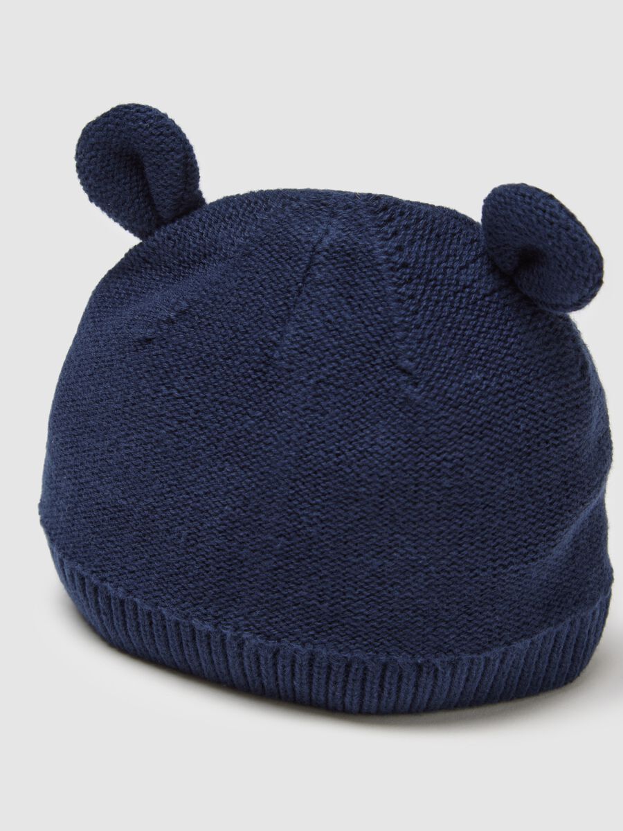 Pure Cotton Blue Baby Hat with Ears_1