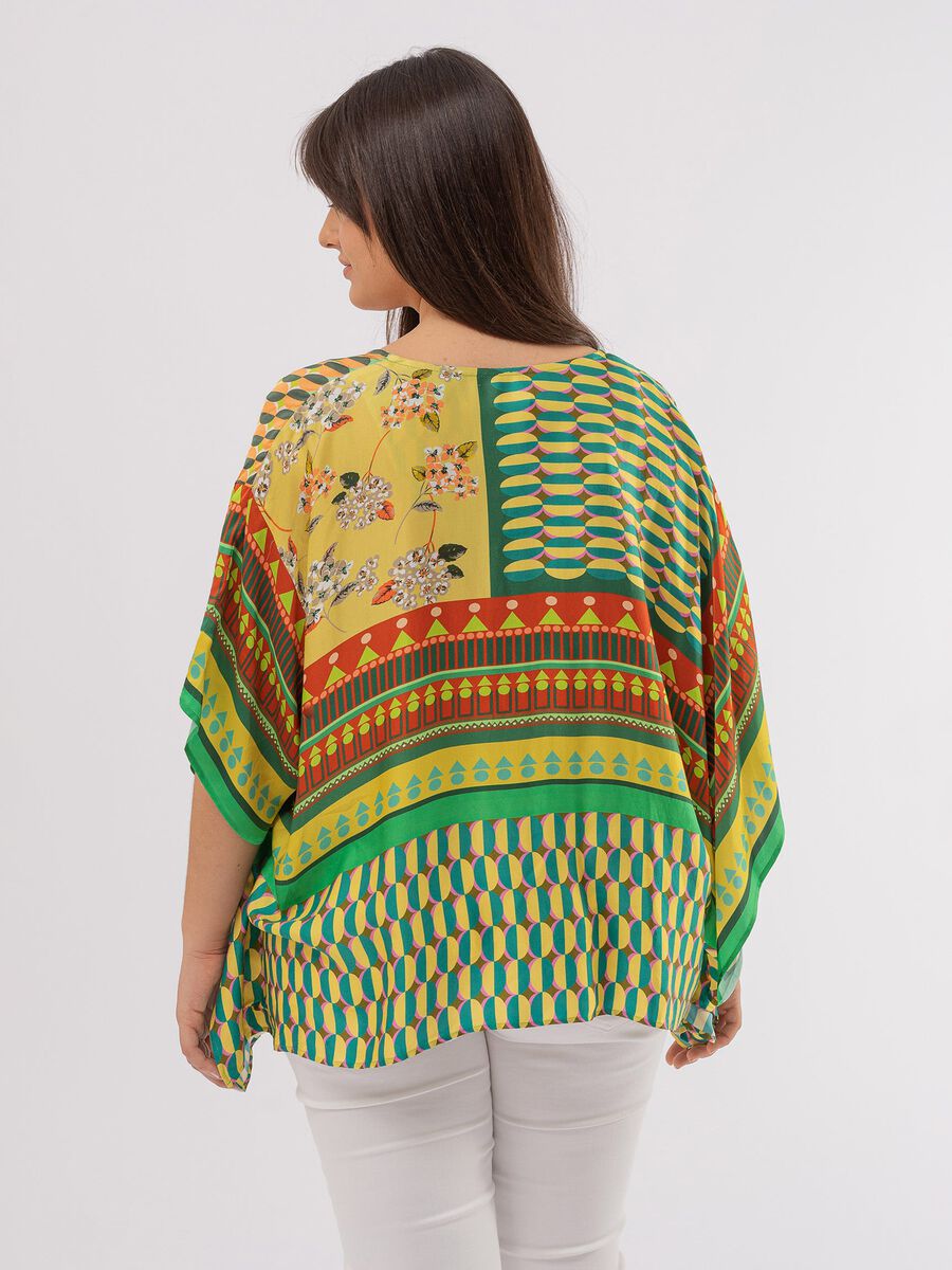 Curvy poncho with ring and multicoloured print_2