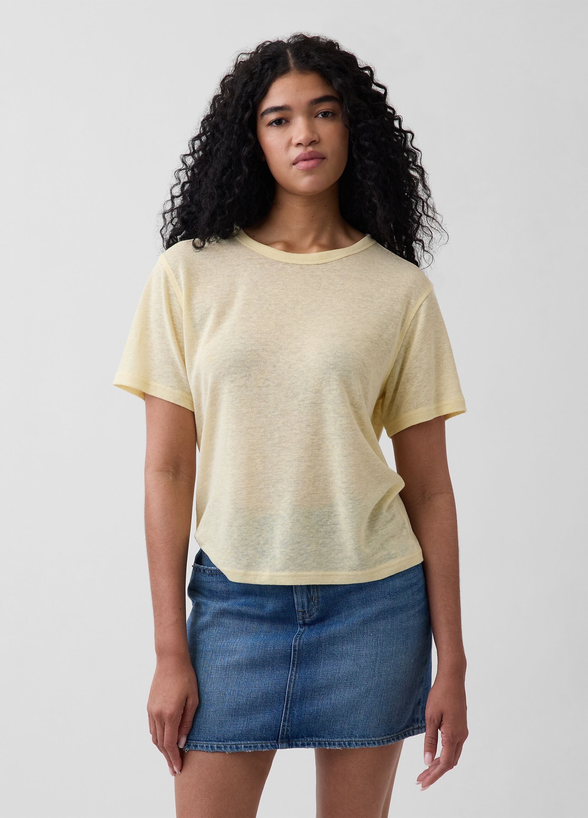 Kurzarm-T-Shirt aus Leinenmix