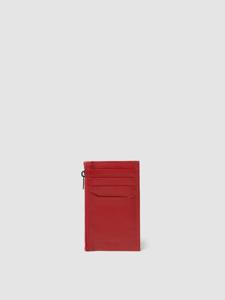 Rotes Portemonnaie aus echtem Leder mit Reissverschluss_1