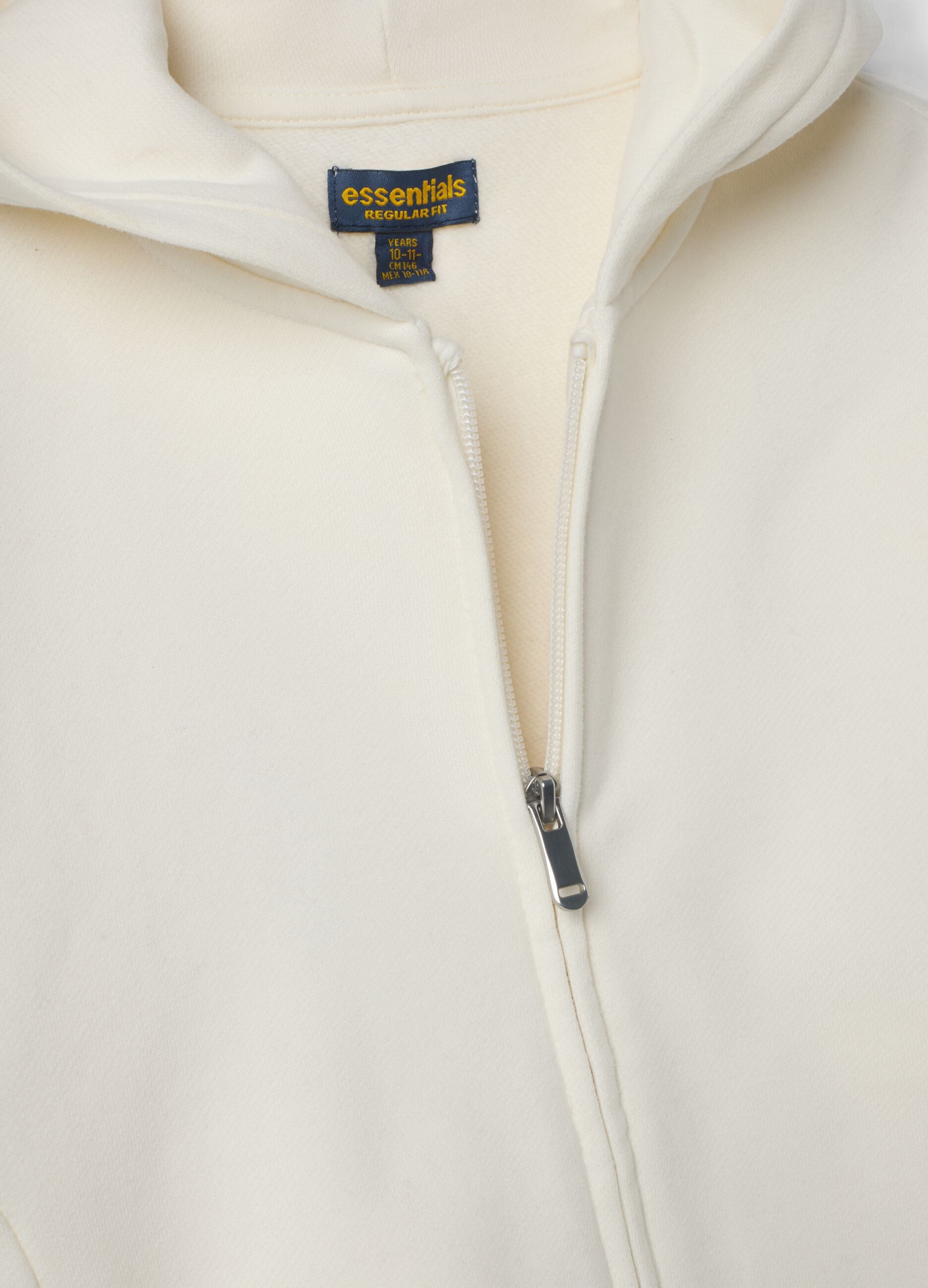 Felpa bianca in puro cotone organico con cappuccio regular fit