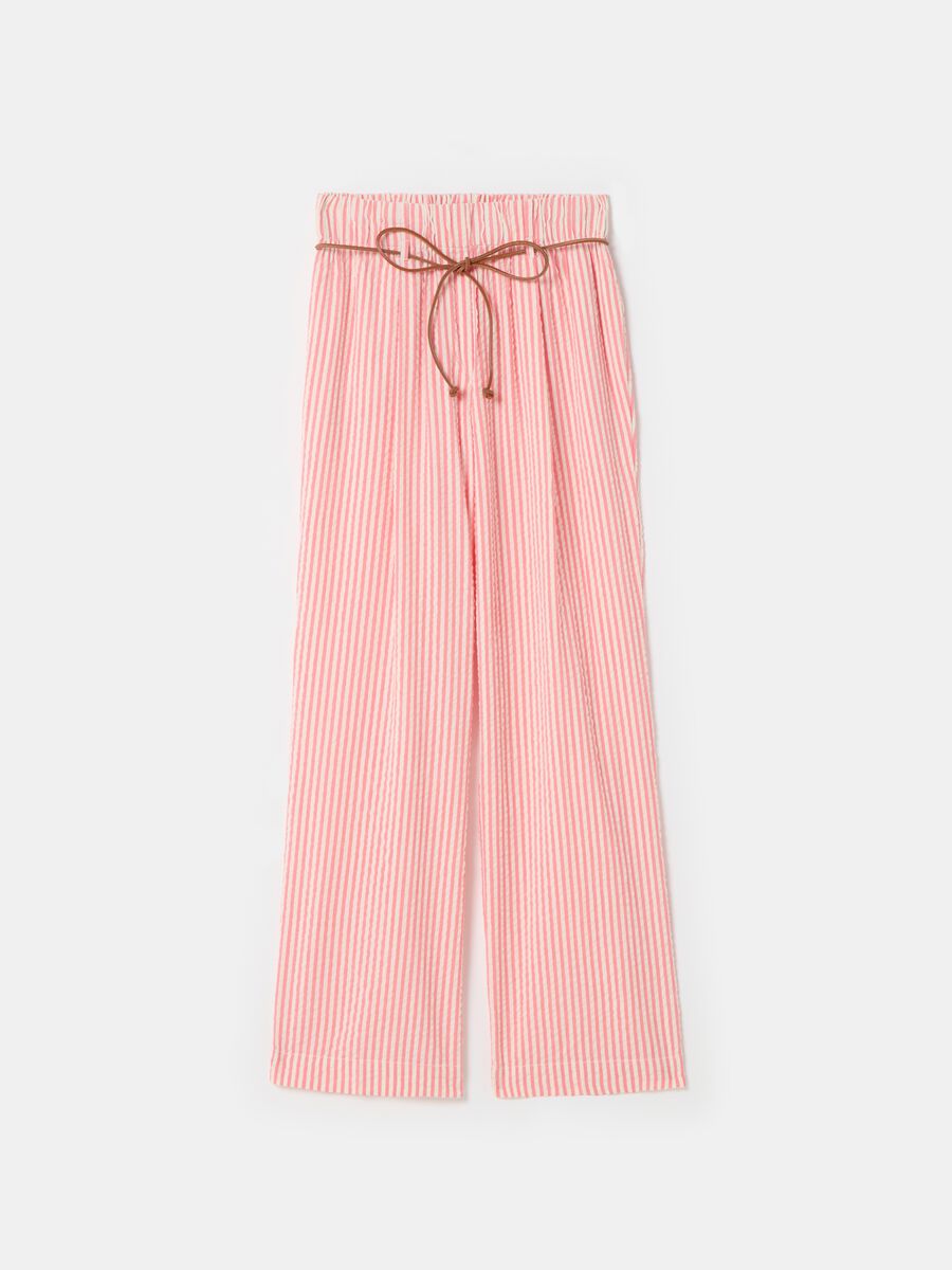 Striped seersucker trousers with belt_3