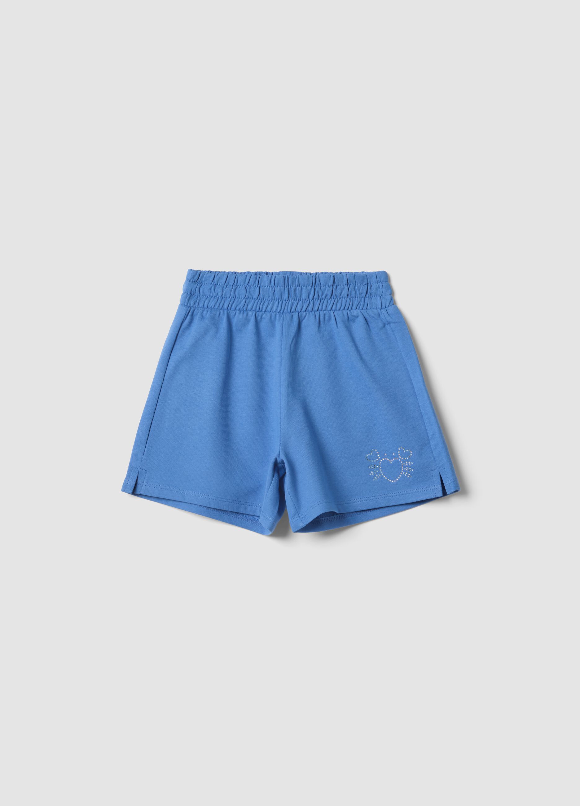 Girls&rsquo; light blue pure cotton shorts with elasticated waist