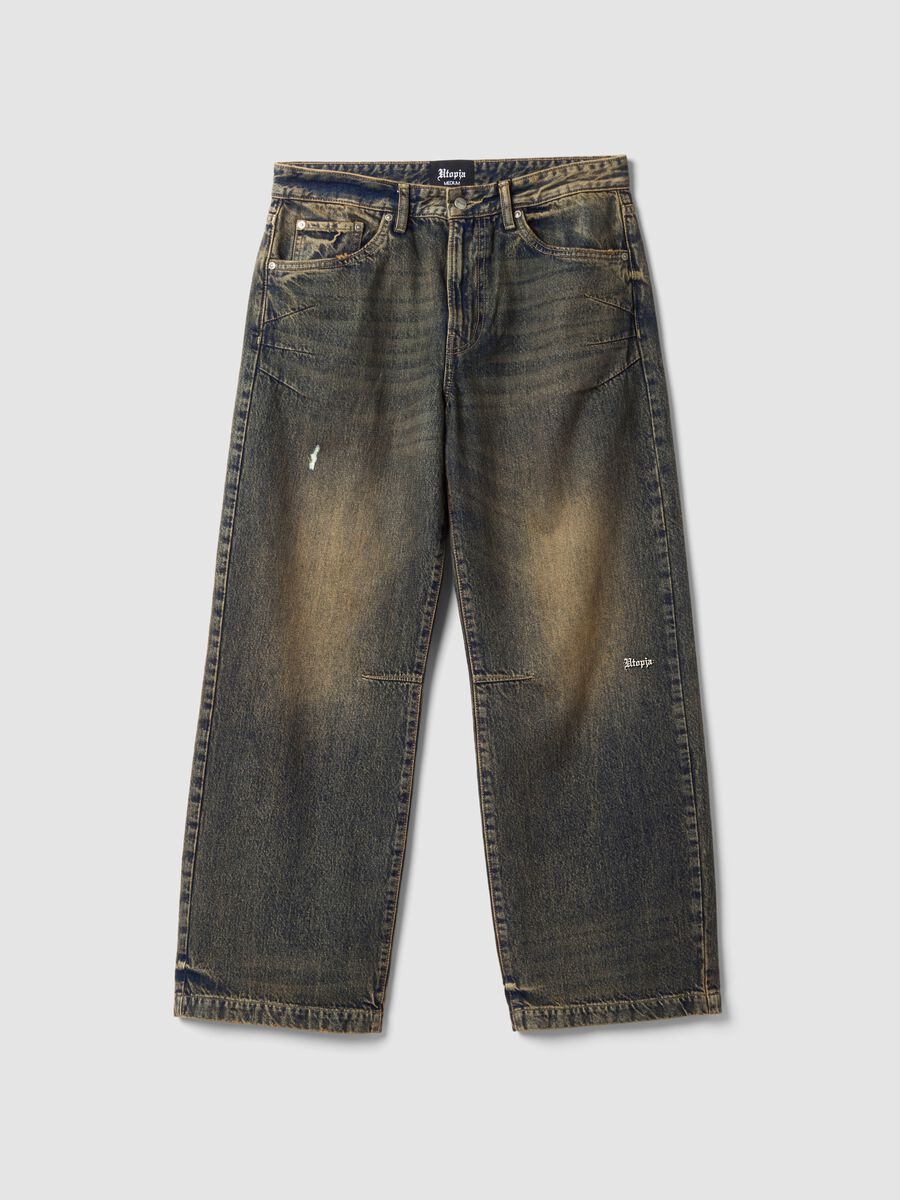 Vintage Wide-Leg Denim in Dark Blue_0