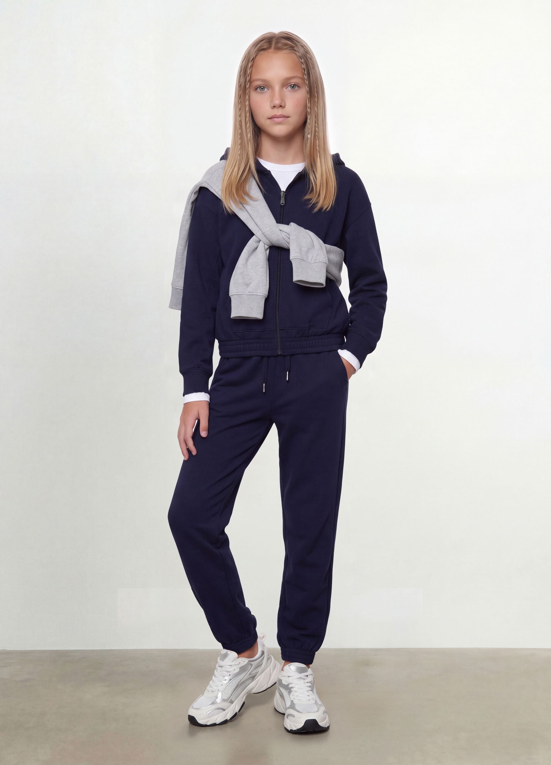 Blue organic cotton hooded sweatshirt