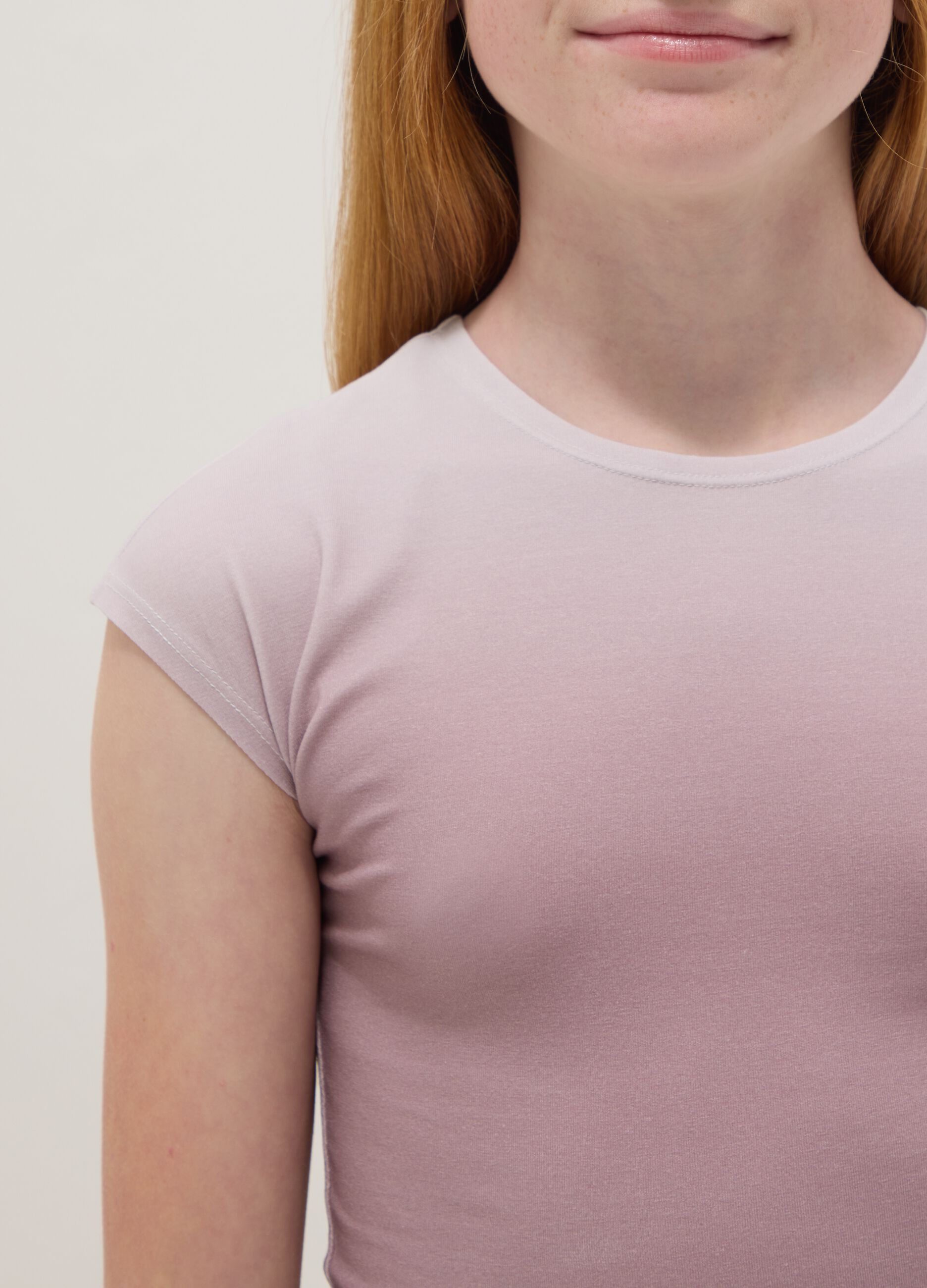 Girls&rsquo; pink ombr&eacute; stretch-cotton short-sleeve slim-fit T-shirt