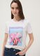 White pure cotton T-shirt with front print_2