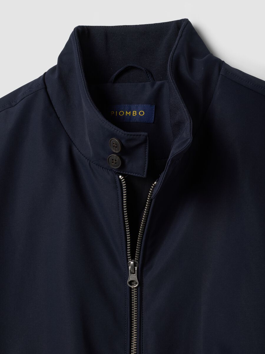 Navy blue regular-fit jacket with zip and high collar_2