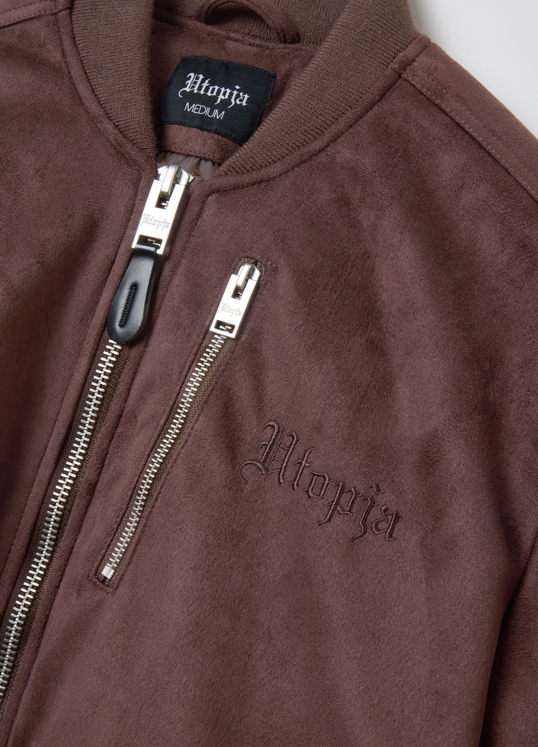 Brown Suede Bomber Jacket