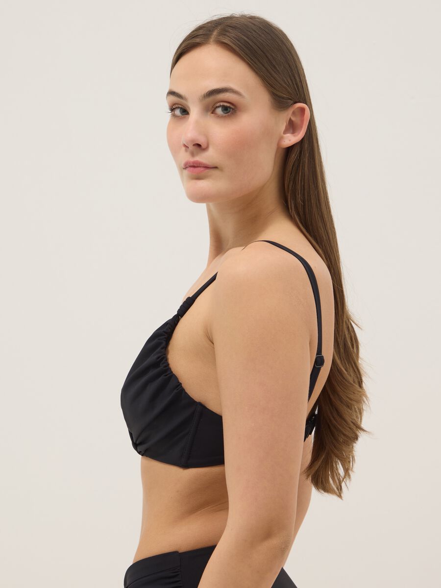 Black bikini top in stretch fabric with shaping effect_3