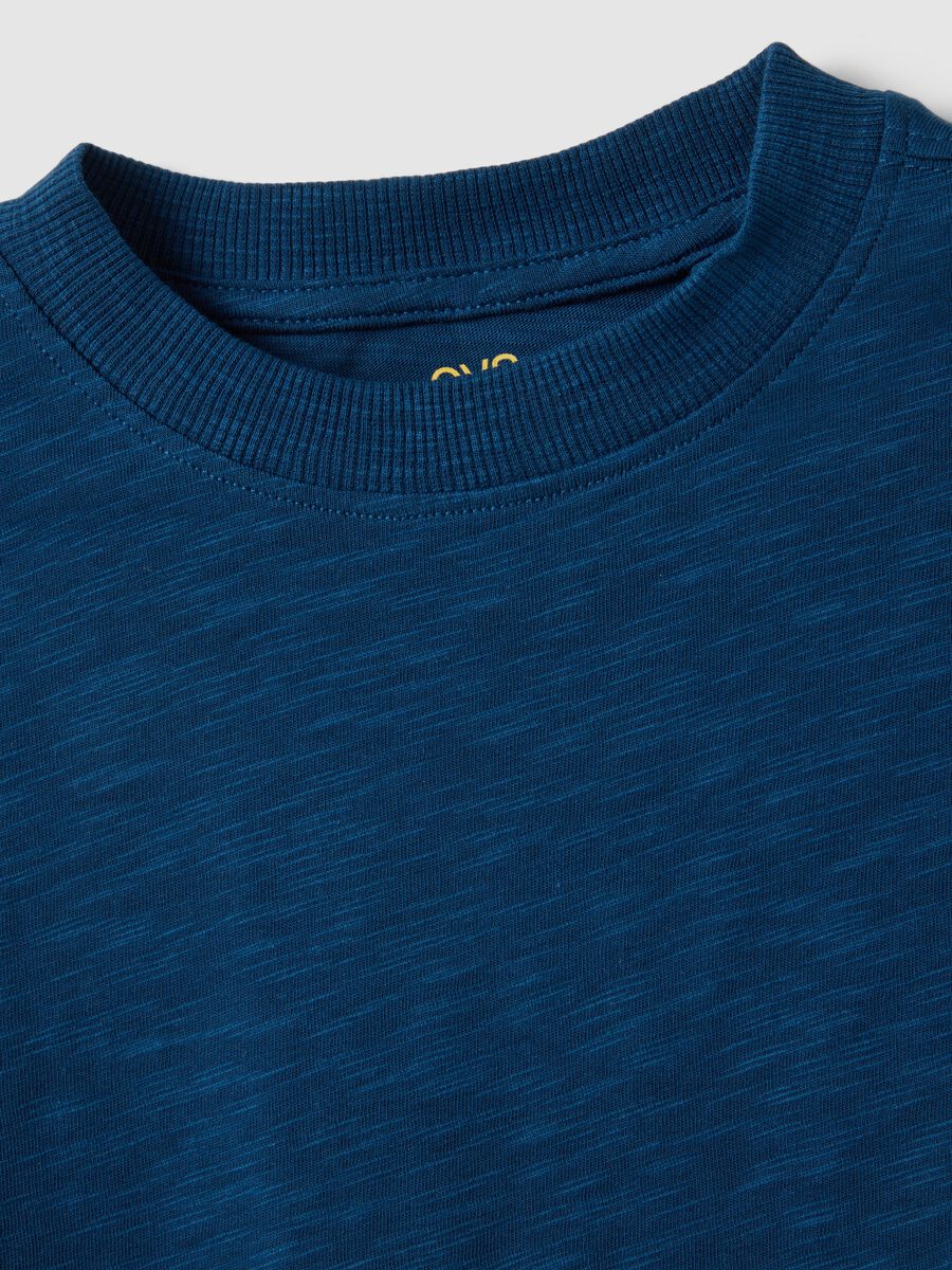 Oversized fit children's blue pure cotton crew neck t-shirt_3