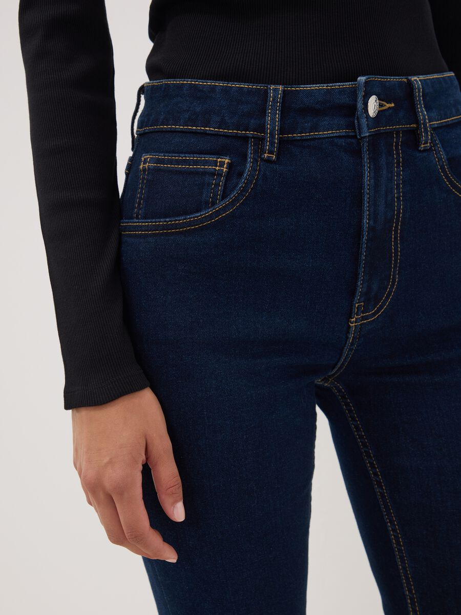 Blue denim cropped slim-fit jeans in stretch cotton and viscose_3