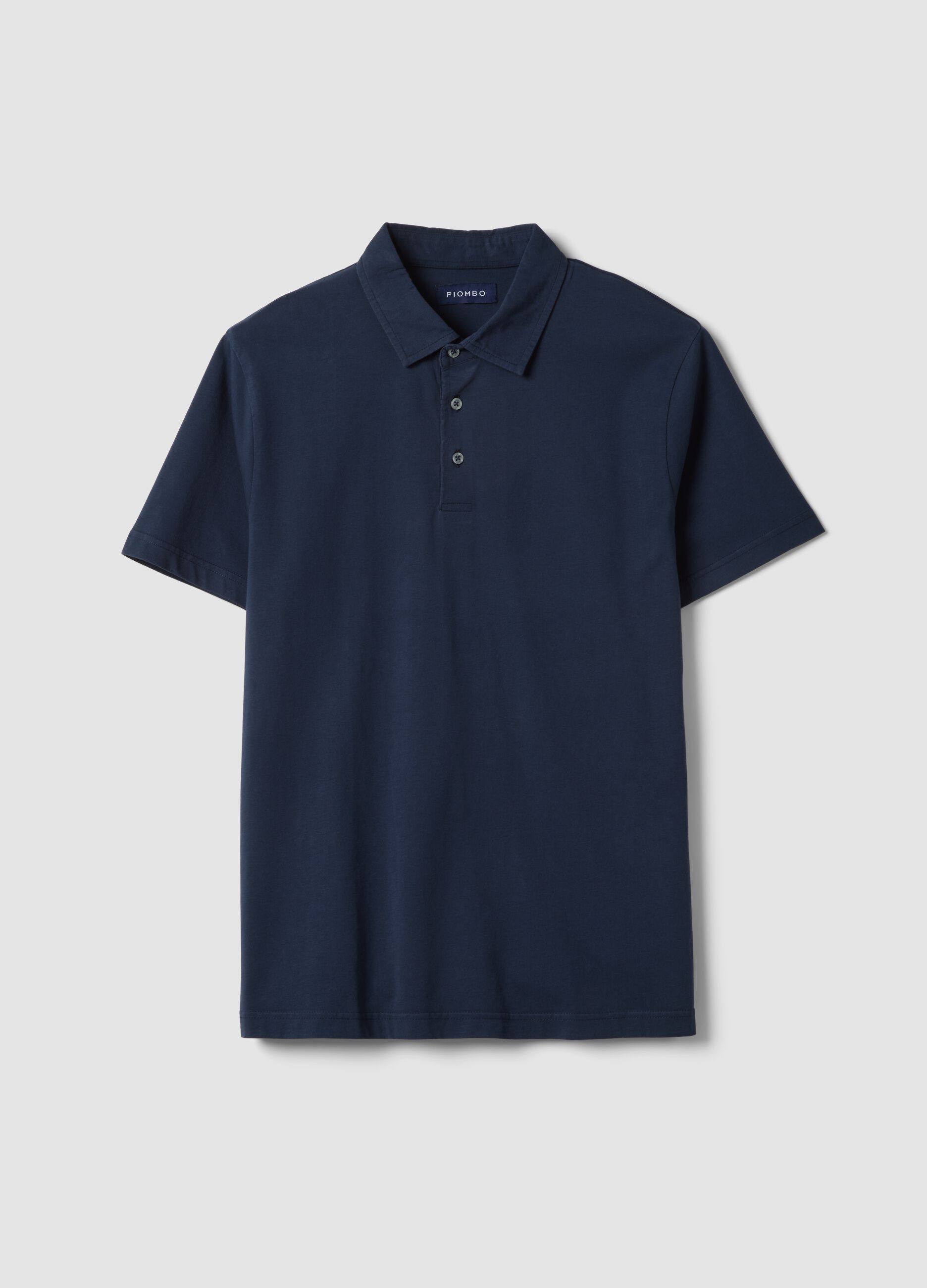 Blaues Poloshirt aus reiner Baumwolle mit kurzen &Auml;rmeln, Regular Fit