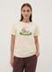 Beiges Regular-Fit-T-Shirt aus reiner Baumwolle mit s&uuml;&szlig;em Tier-Print_0