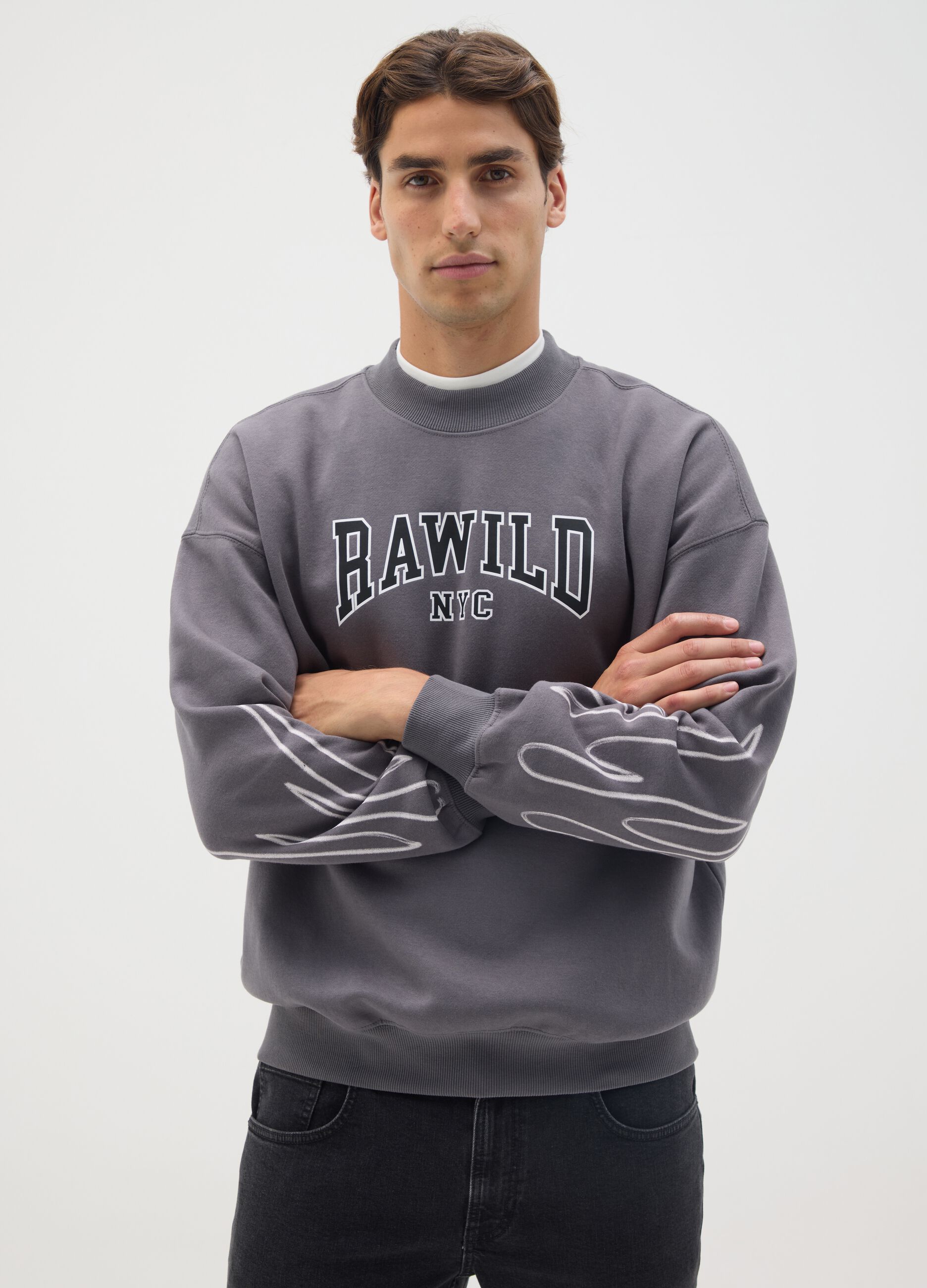 Grey Cotton Blend Sweatshirt