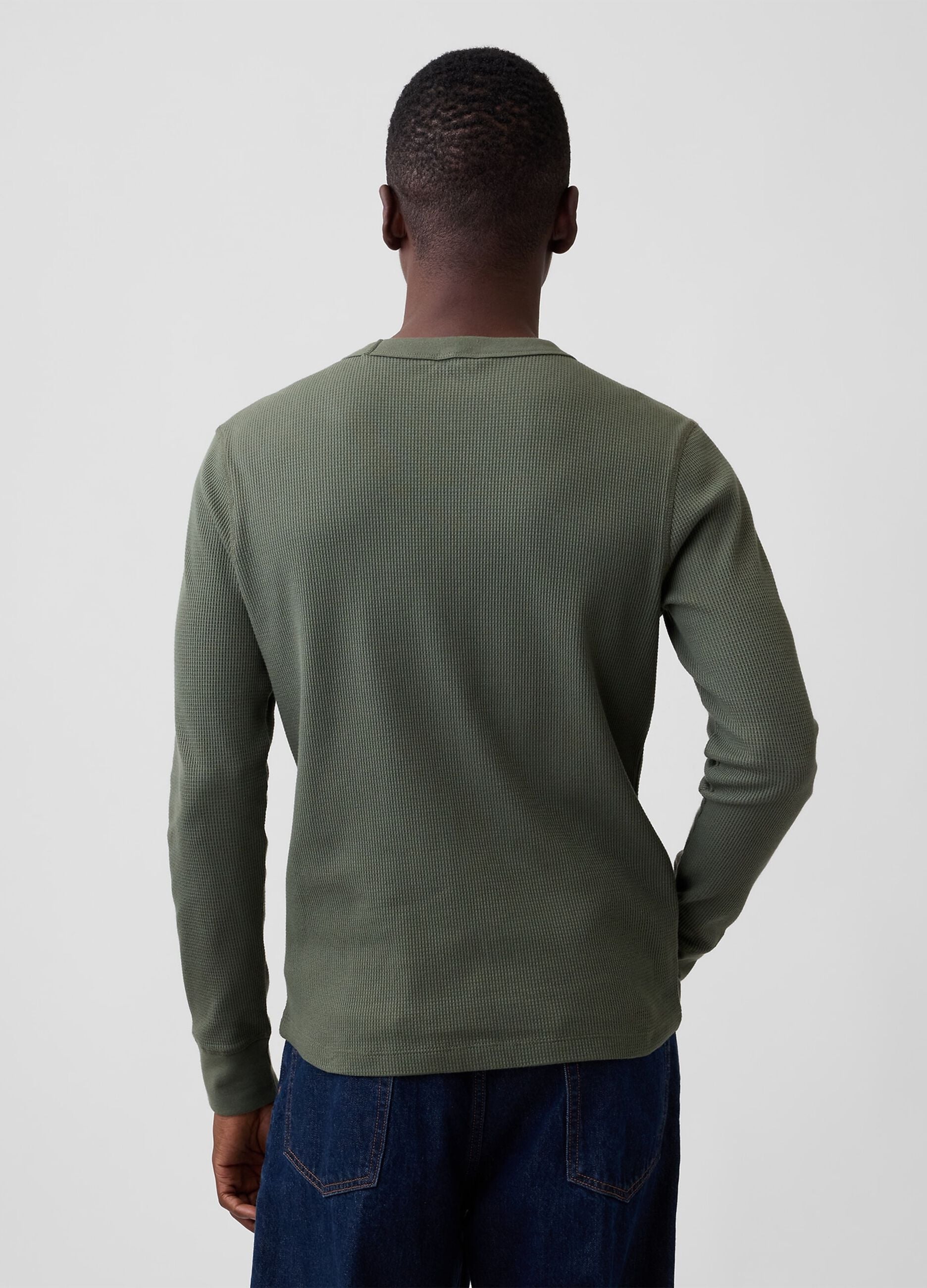 Green long-sleeve stretch cotton top with GAP logo