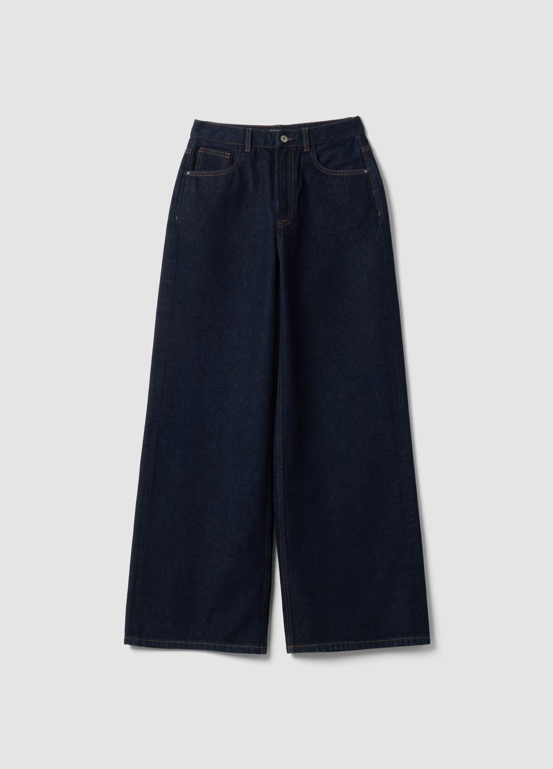 Blue wide-leg jeans in pure cotton