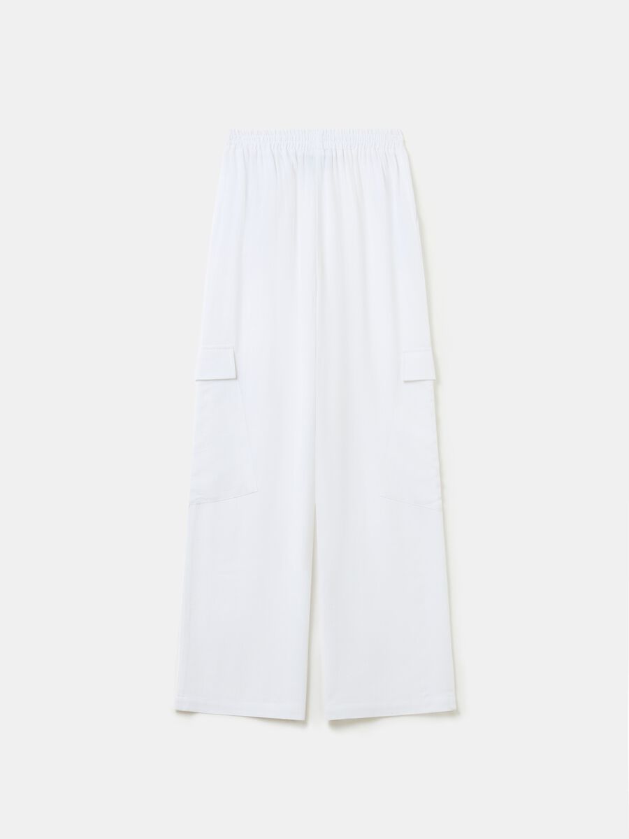 Wide-Leg Linen Cargo Trousers White_5