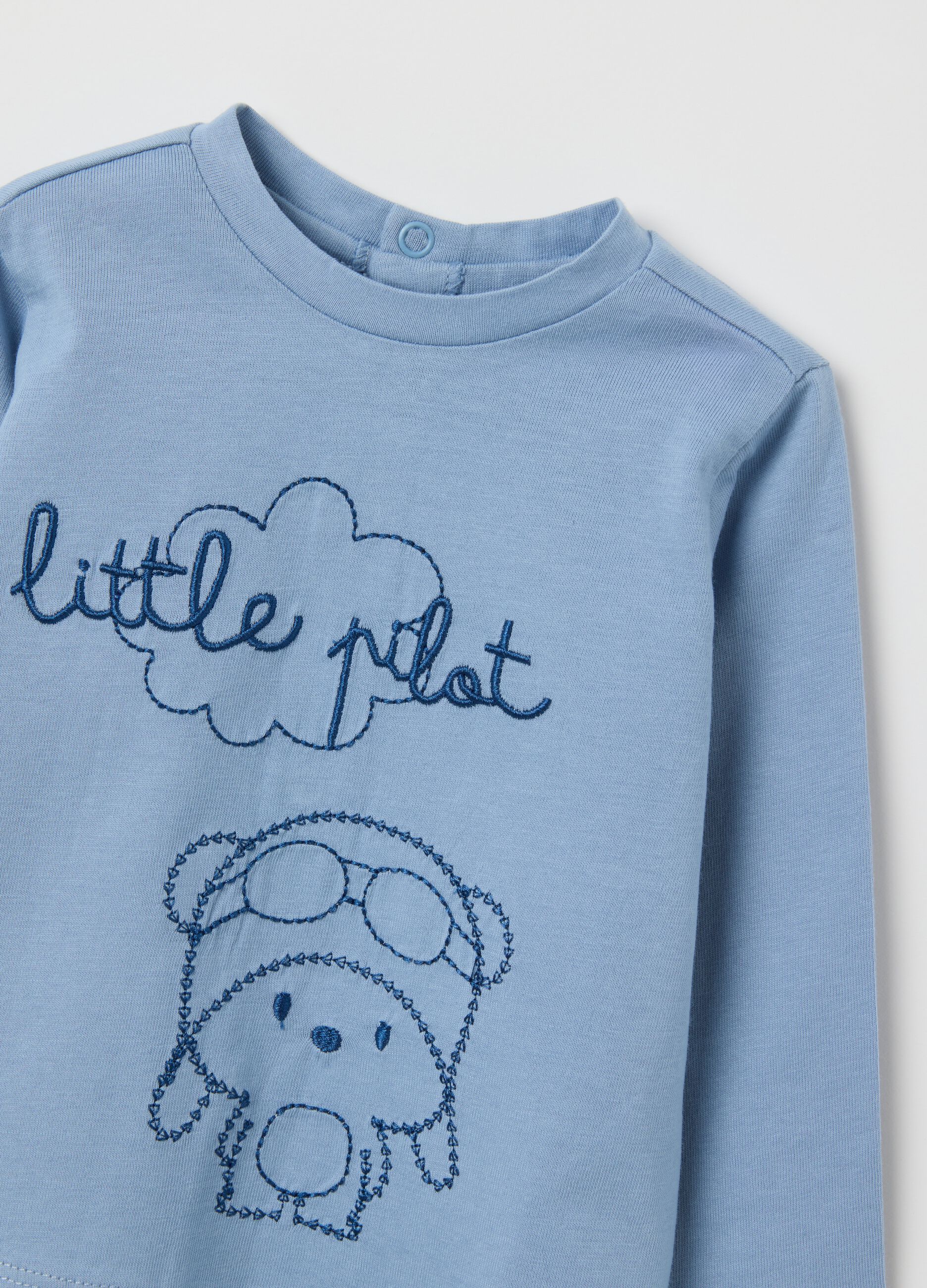 Baby t-shirt in pure blue cotton regular fit with print