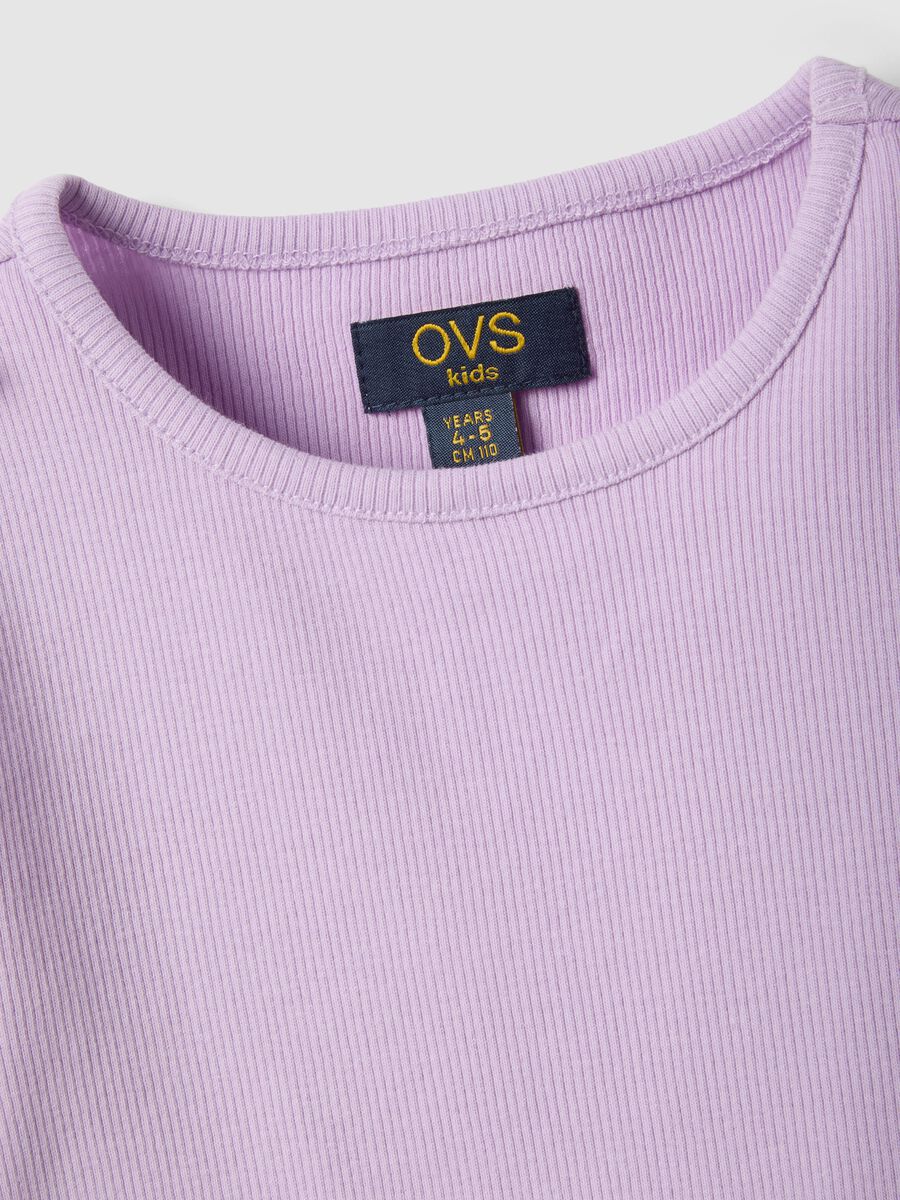 Girls' Regular Fit Purple Stretch Cotton T-shirt_2