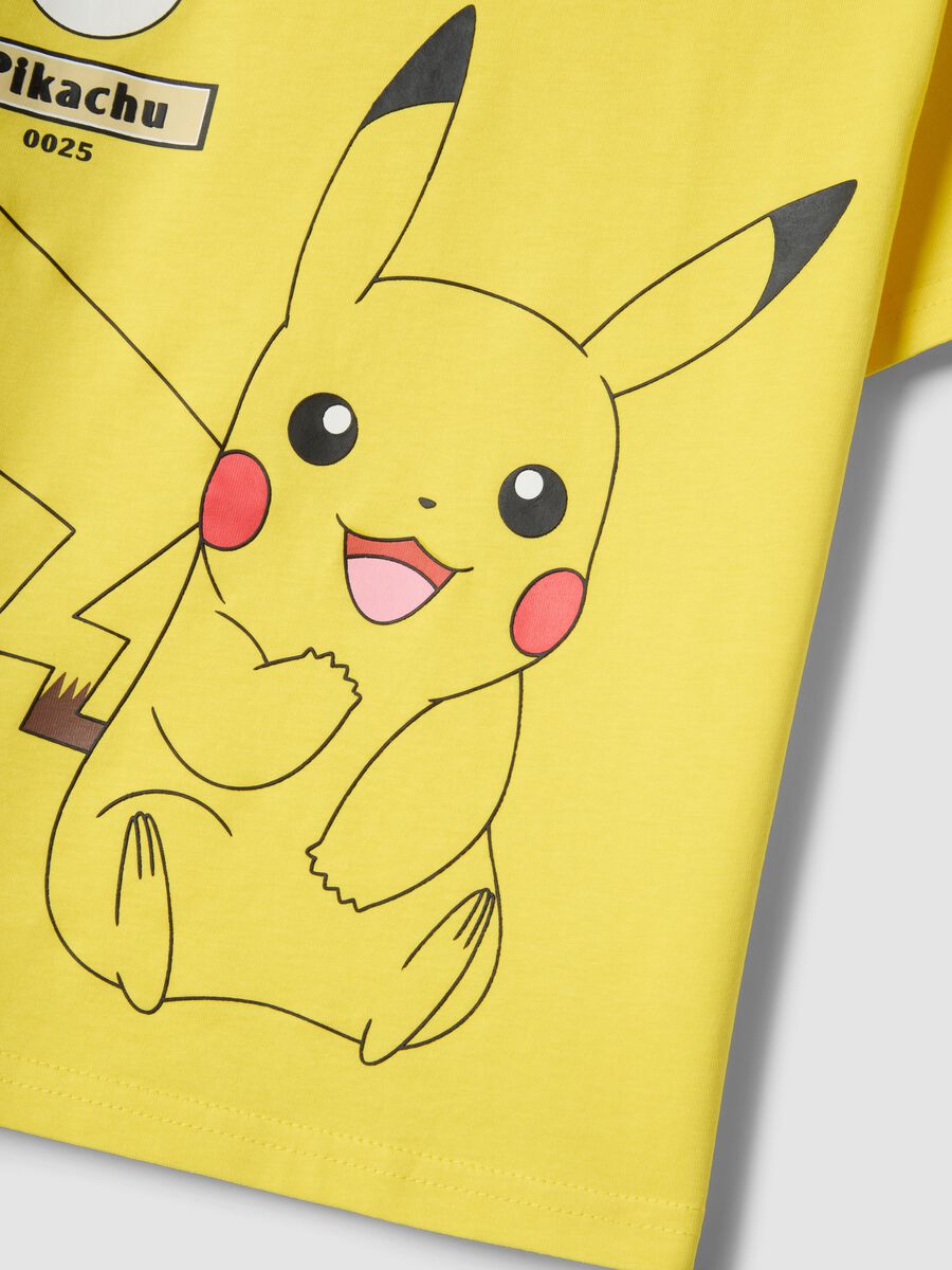Yellow pure cotton children's t-shirt regular fit with Pikachu_3