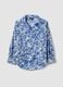 Blue and white organic cotton kaftan with tropical print_0