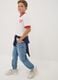 Blue denim jogger jeans in a cotton and viscose blend for boys_0