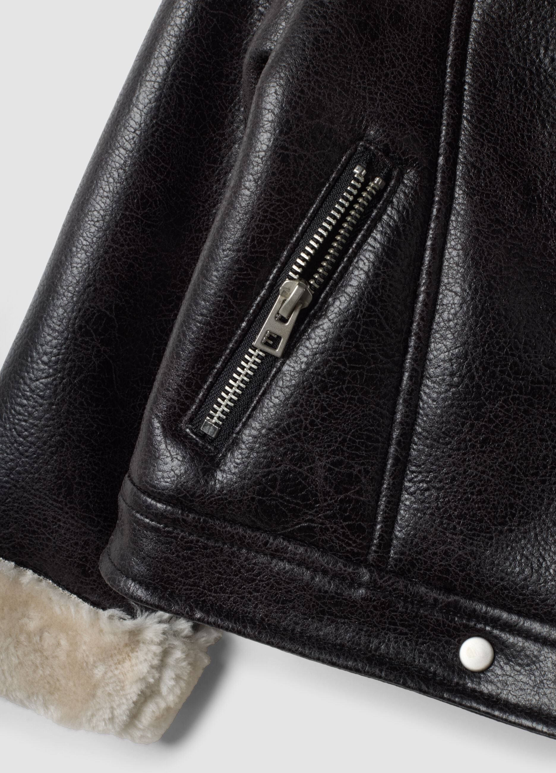 Black faux-leather stretch jacket