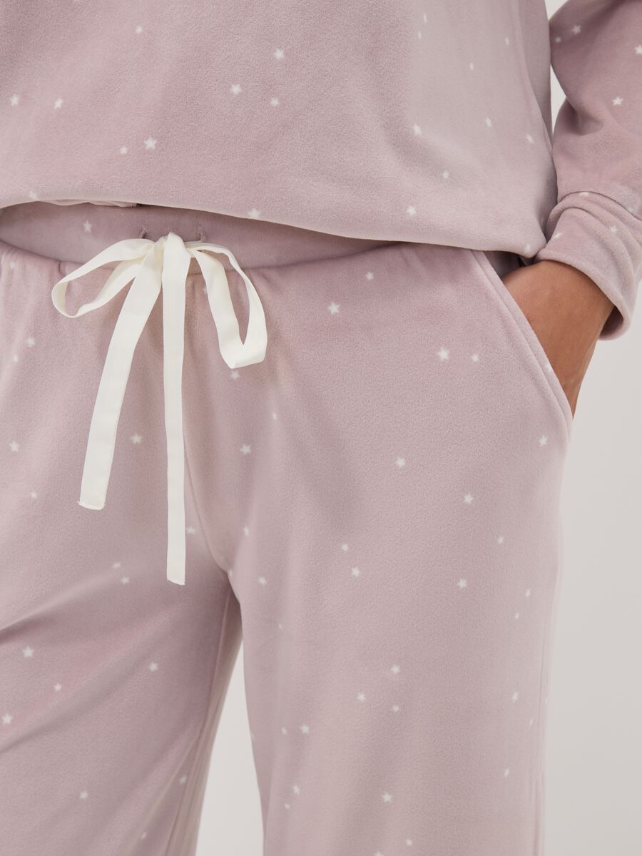 Violette Pyjamahose aus Stretchstoff mit Sternprint_2