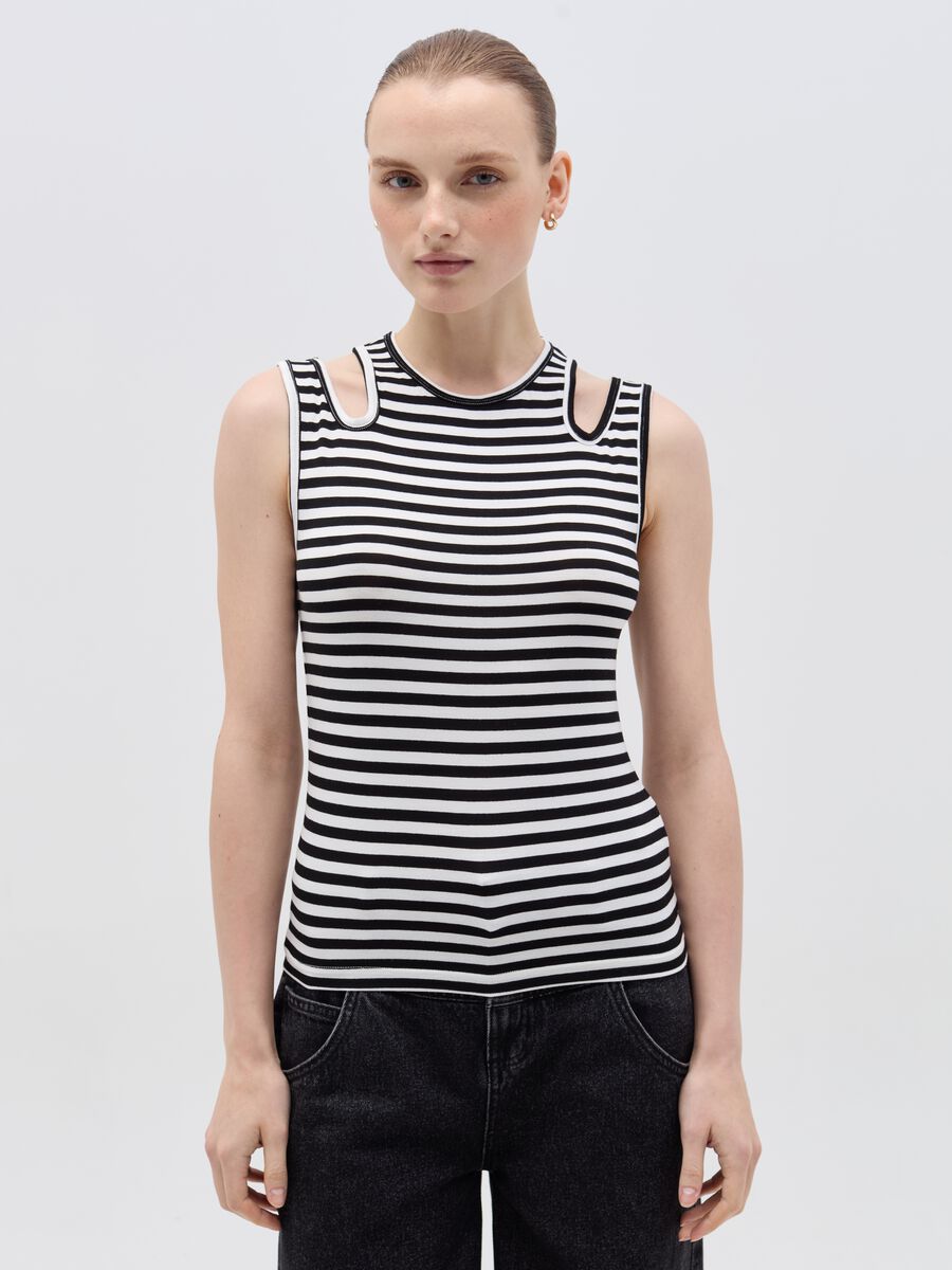 Striped tank top with cut-out details_1