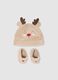 Christmas Set: Baby Hat and Booties in Beige Velour_0