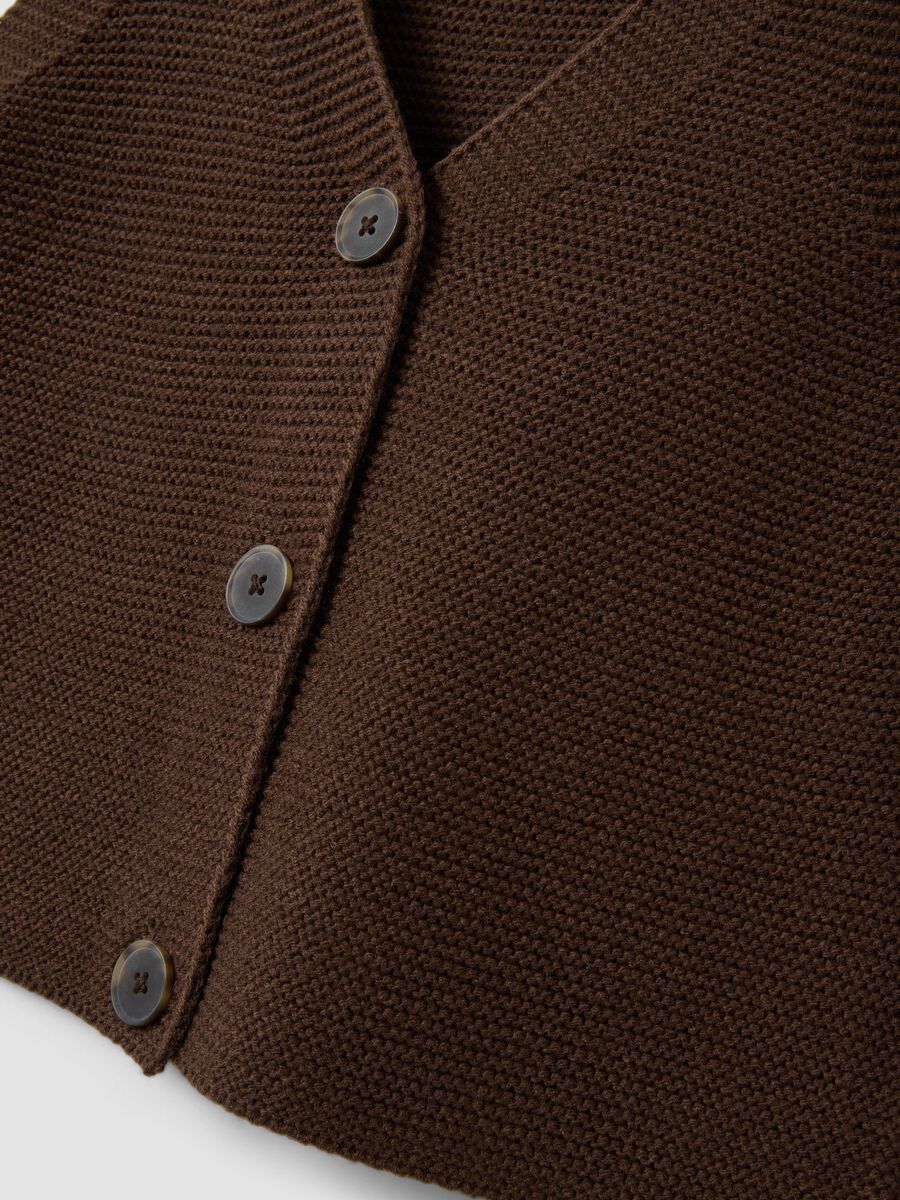 Gilet marrone in misto lana con scollo profondo a V regular fit_5