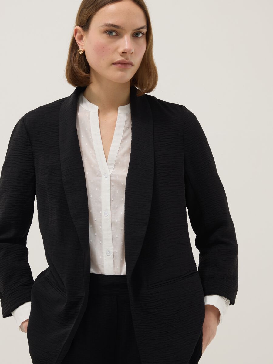 Black buttonless blazer, regular fit_1