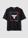 Black pure cotton T-shirt with Chicago Bulls print_4