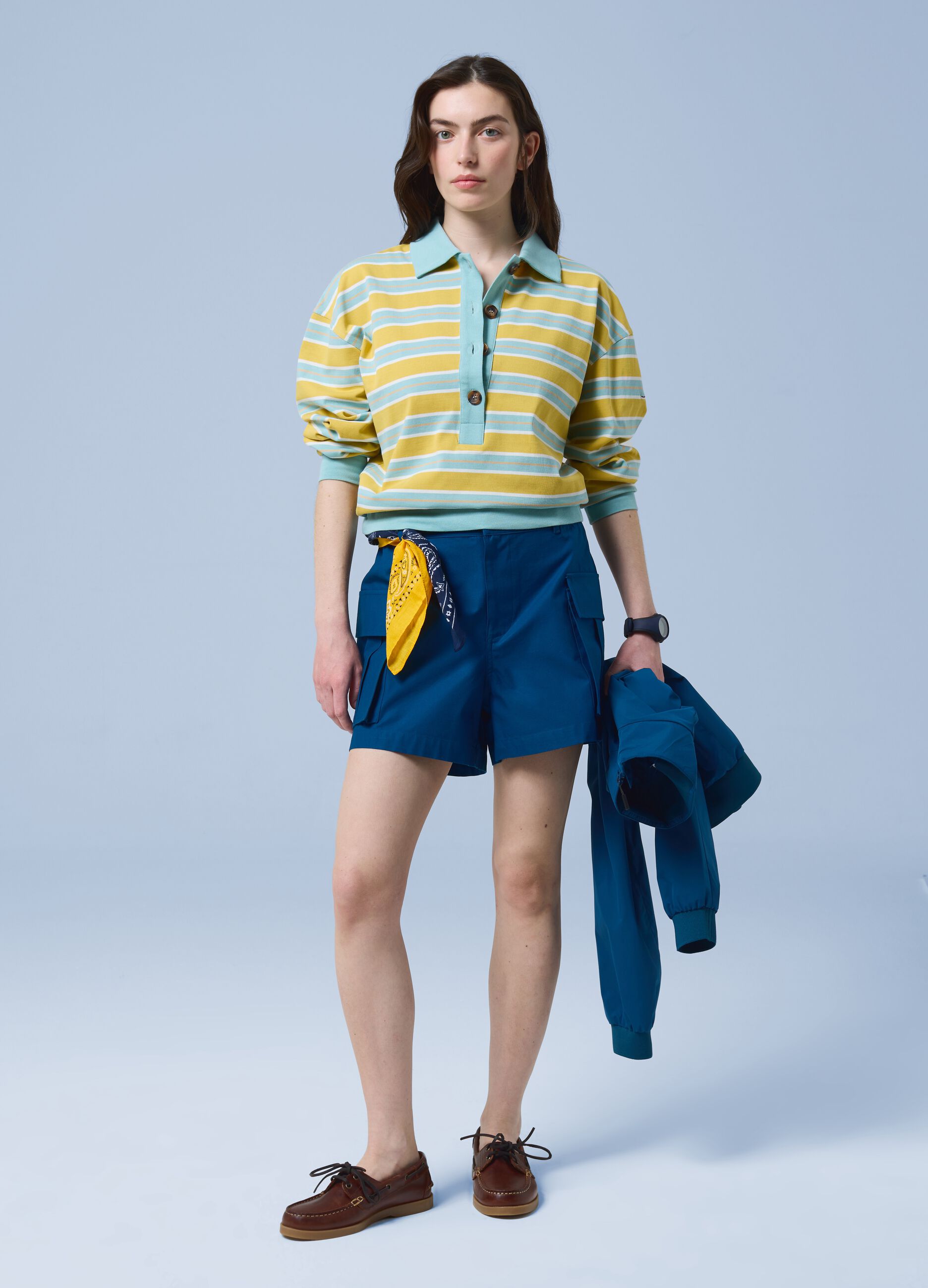 ALTAVIA SAILING blue cargo shorts in pure cotton with elasticated waistband