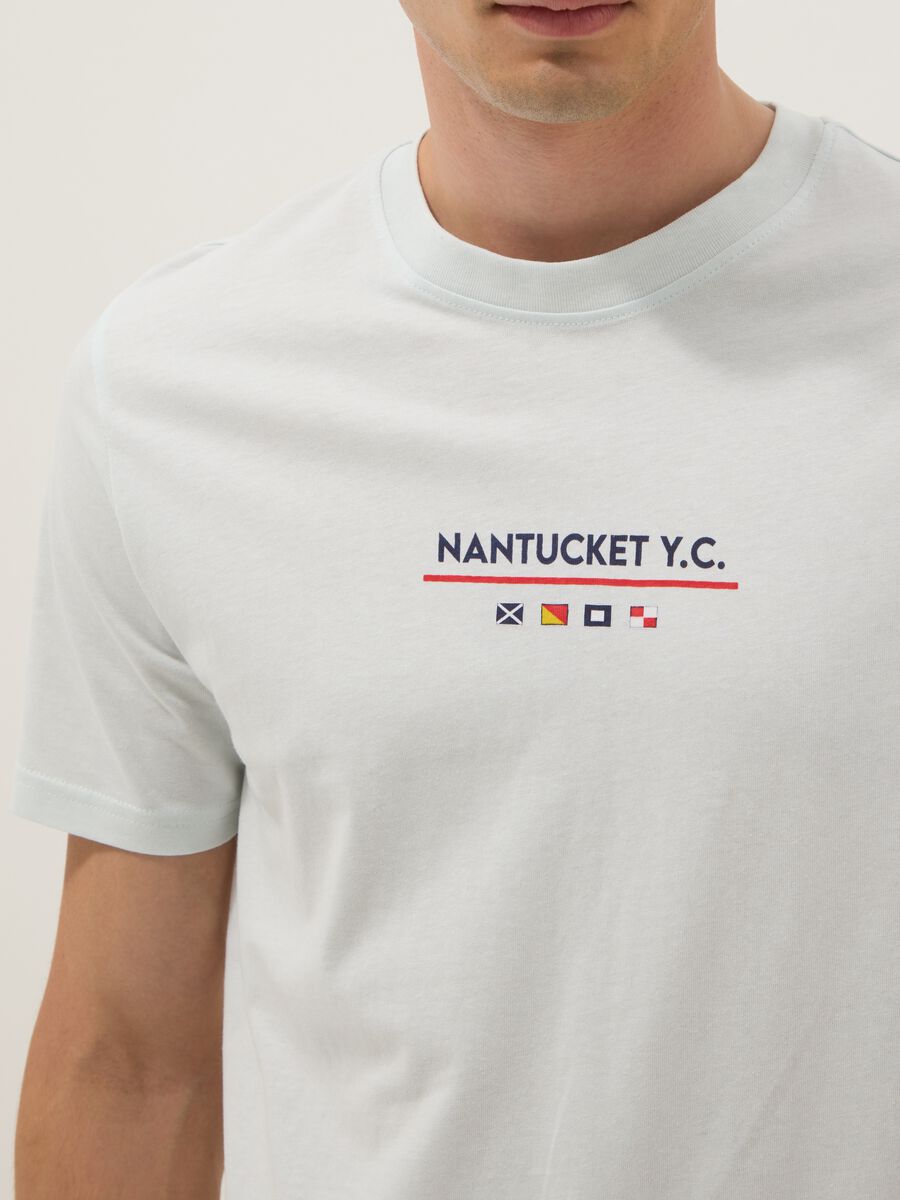Hellblaues T-Shirt aus reiner Baumwolle mit Frontprint_3