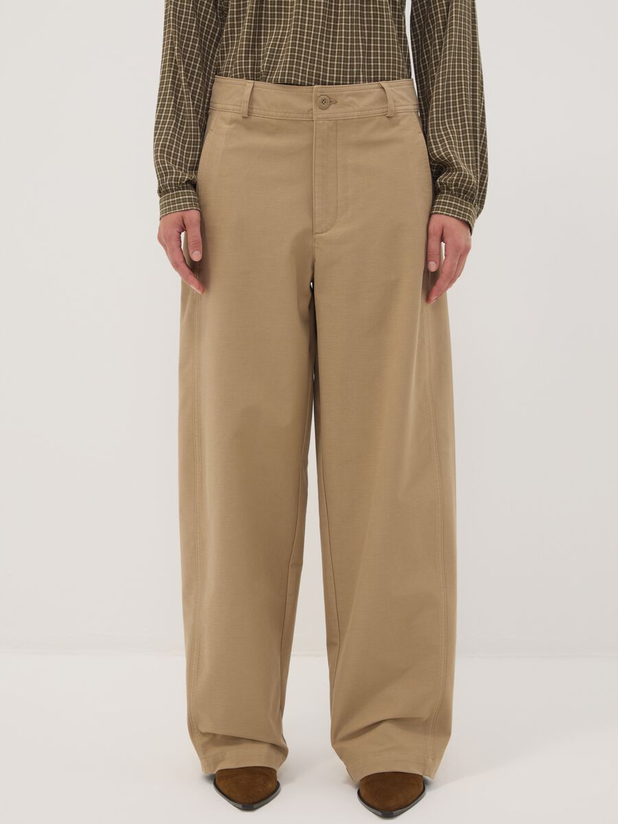 The Iconic Pants beige Barrel-Fit-Hose aus elastischem Baumwollmix_1