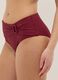 Rote High-Waist-Bikinihose aus Stretchmaterial mit Schnalle_3