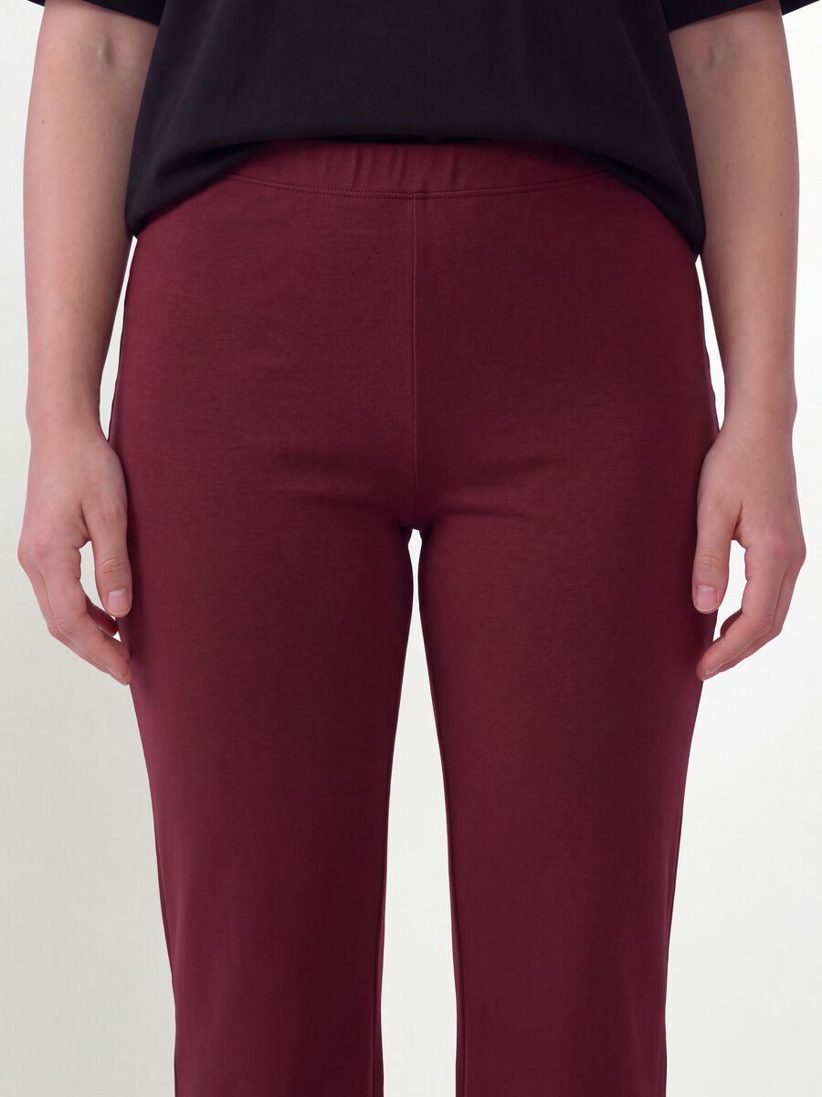Red flared leggings in stretch cotton_2