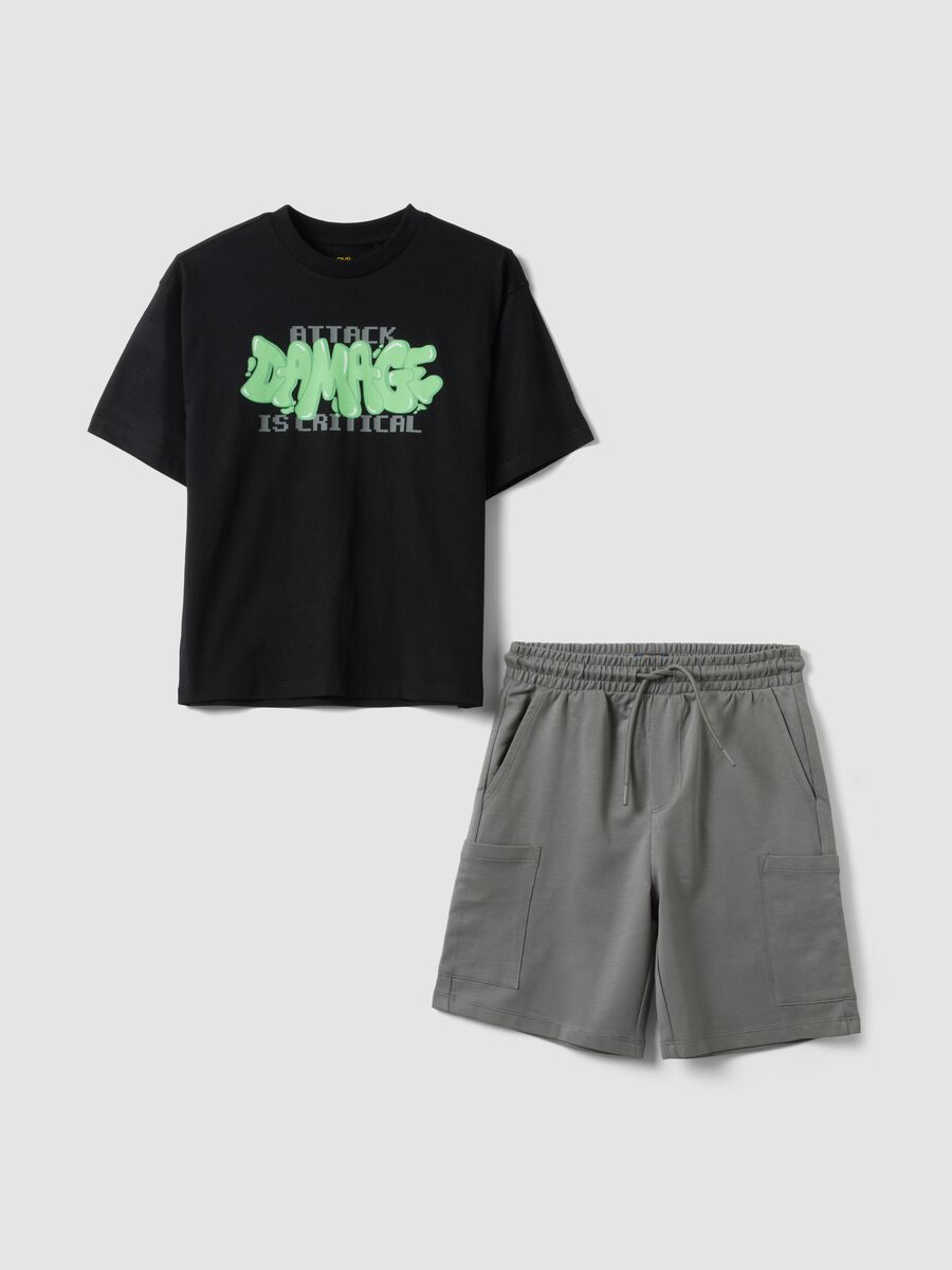 Black and grey pure cotton boys&rsquo; co-ord set with print, oversized fit_3