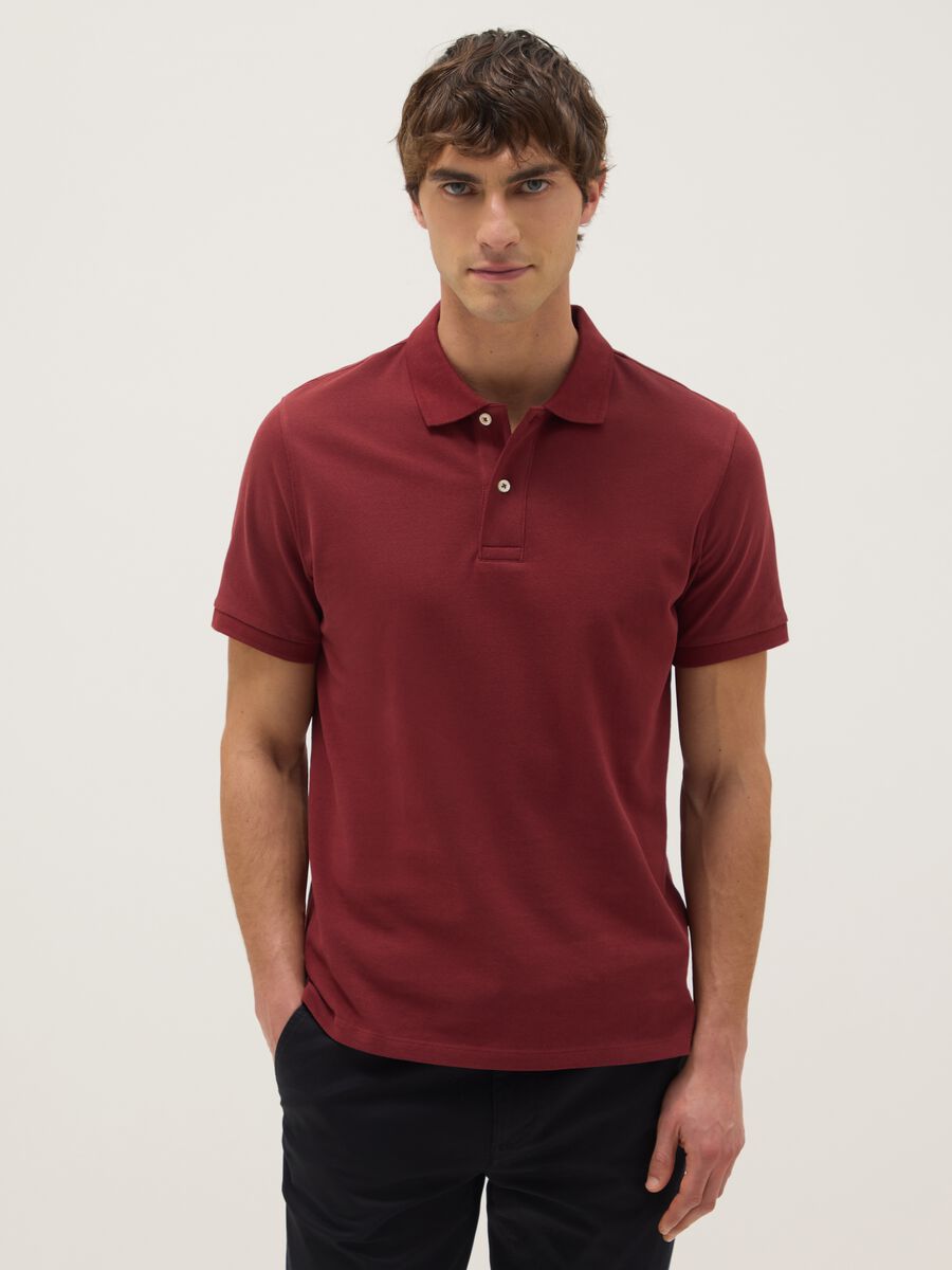 Red pure cotton polo shirt regular fit_0