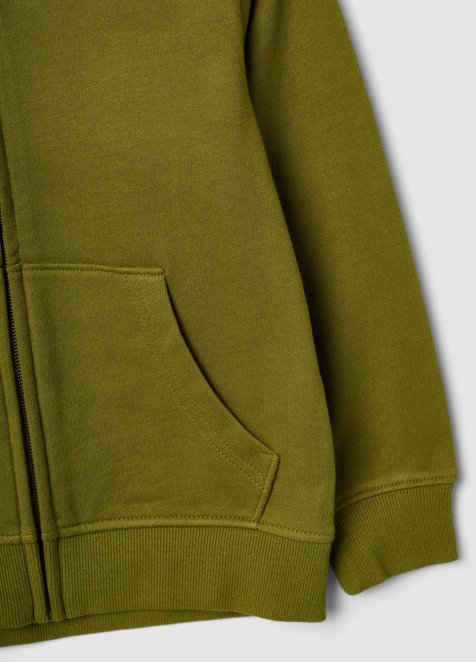 Sudadera verde con capucha de algod&oacute;n org&aacute;nico puro para ni&ntilde;o, corte regular
