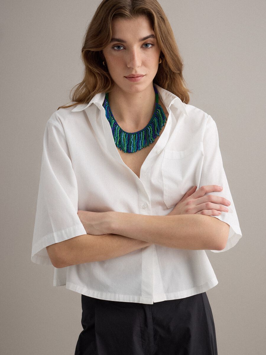 White pure-cotton shirt with patch pocket and oversized fit_0