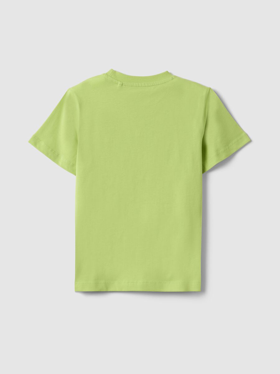 Green pure cotton regular fit T-shirt for kids with print_1