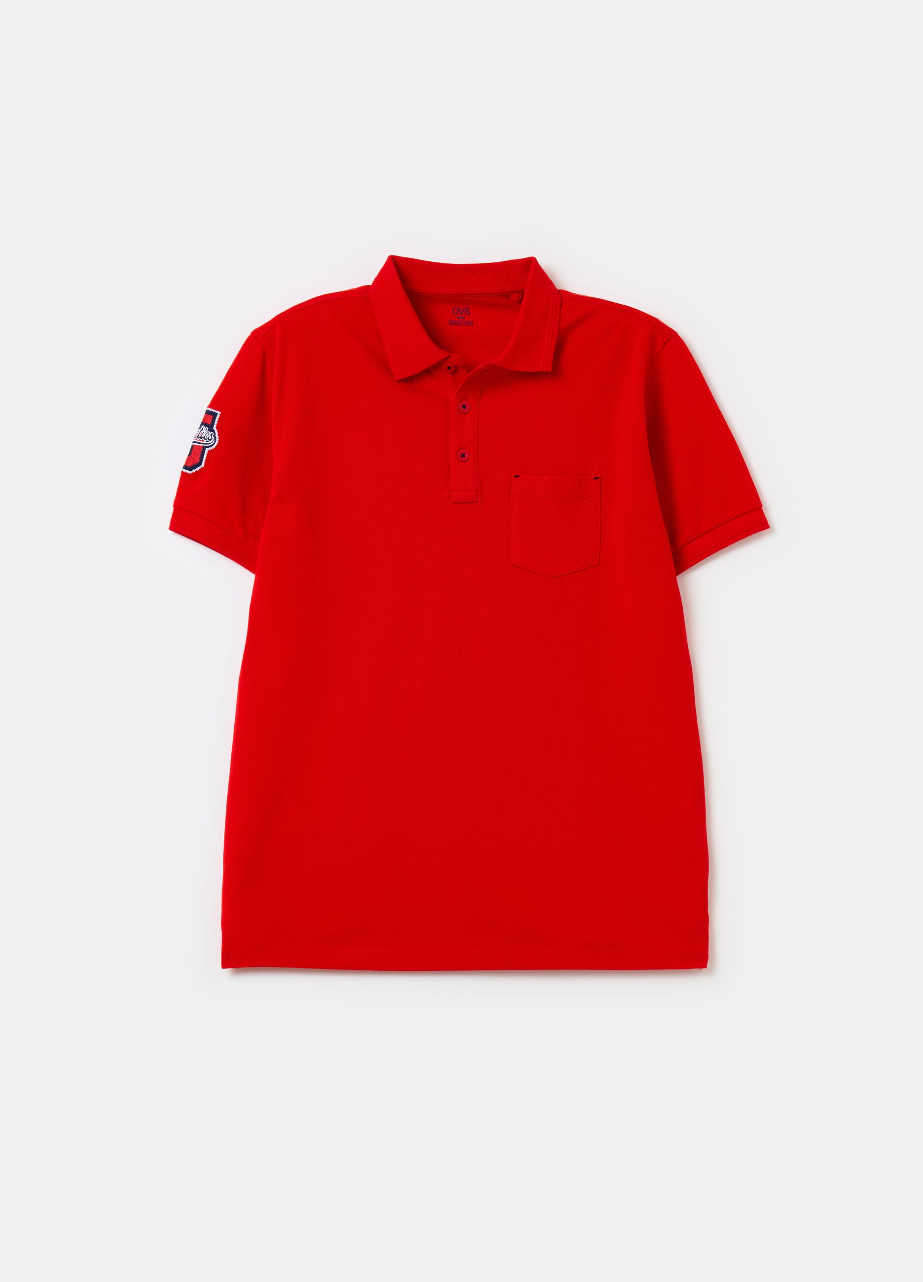 Piquet polo shirt with pocket and patch