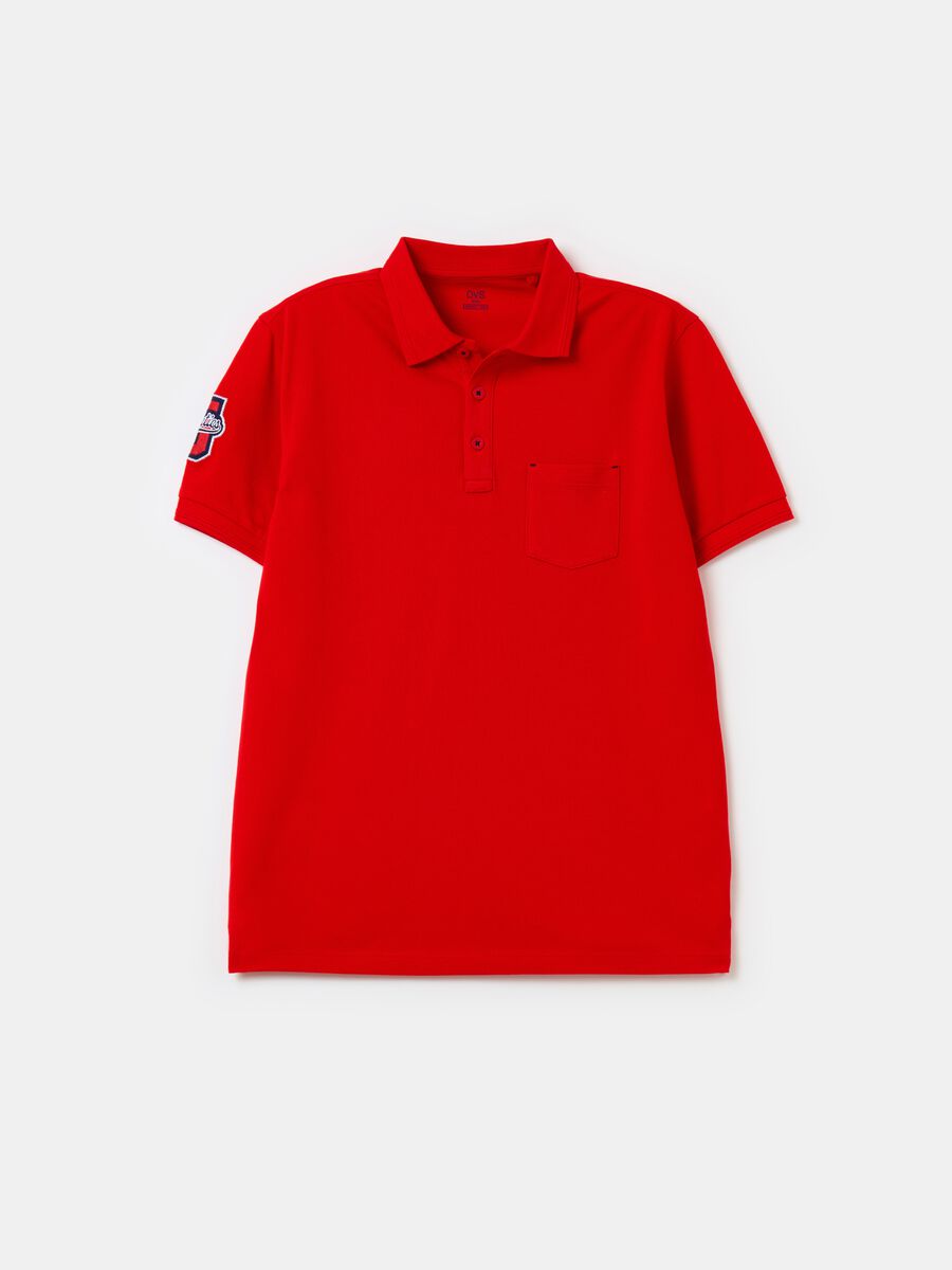 Piquet polo shirt with pocket and patch_0